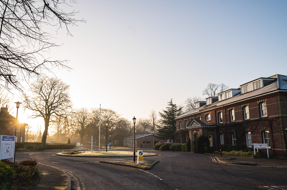 Outside of the front of Hellesdon Hospital
